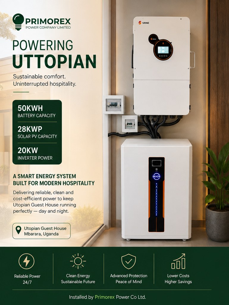 Utopian Guest House solar installation, Mbarara